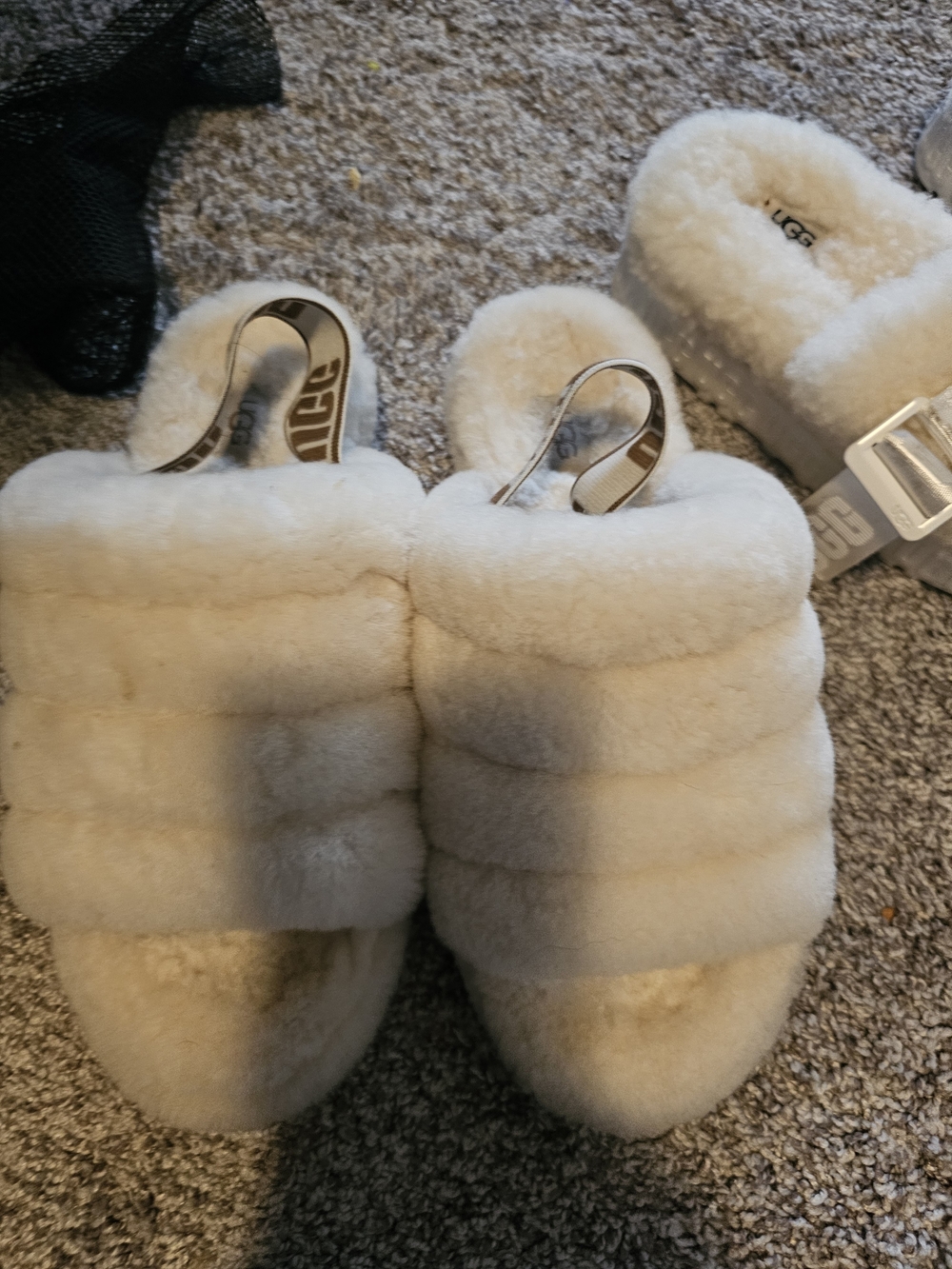 UGG Cream Shearling Band Slide Slippers